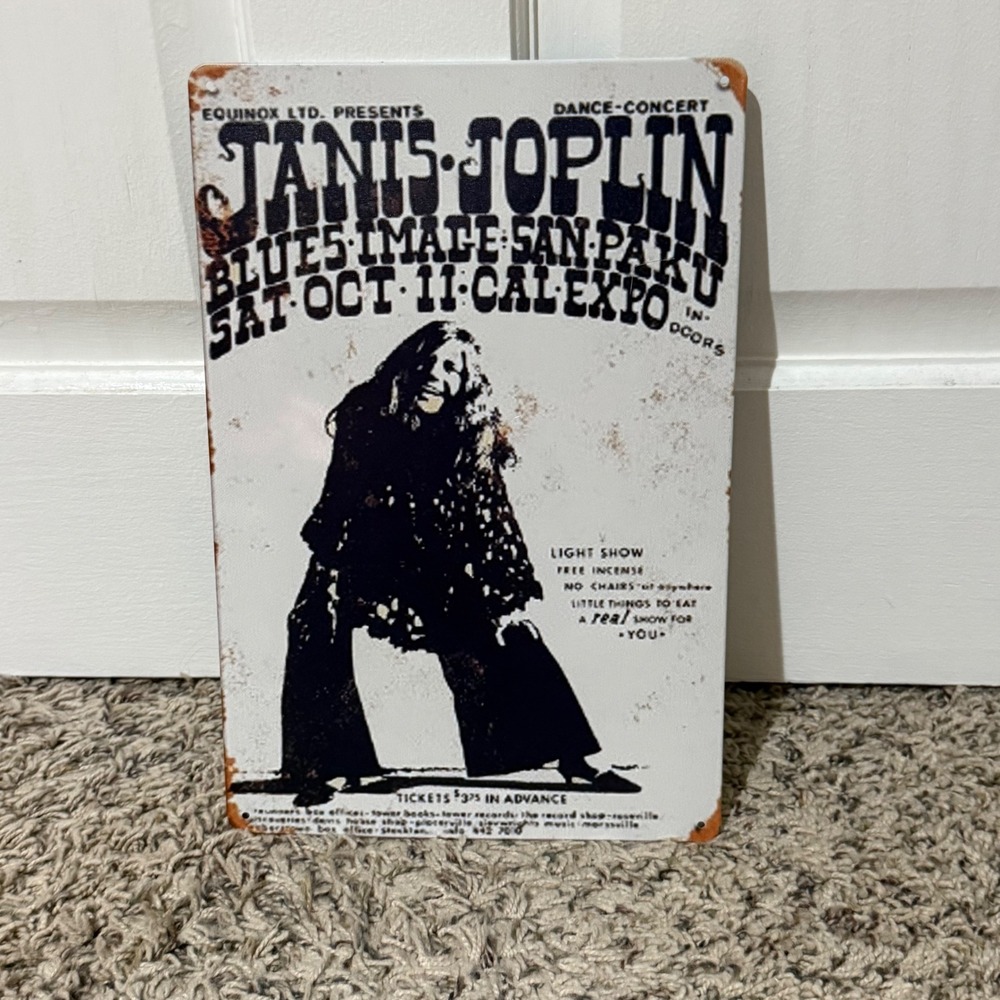 Janis Joplin Cal Expo Concert Metal Tin Sign Vintage Style Retro Wall Decor 8x12